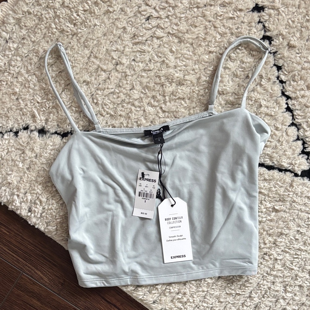 Express Light Blue Slim-Strap Cropped Tank